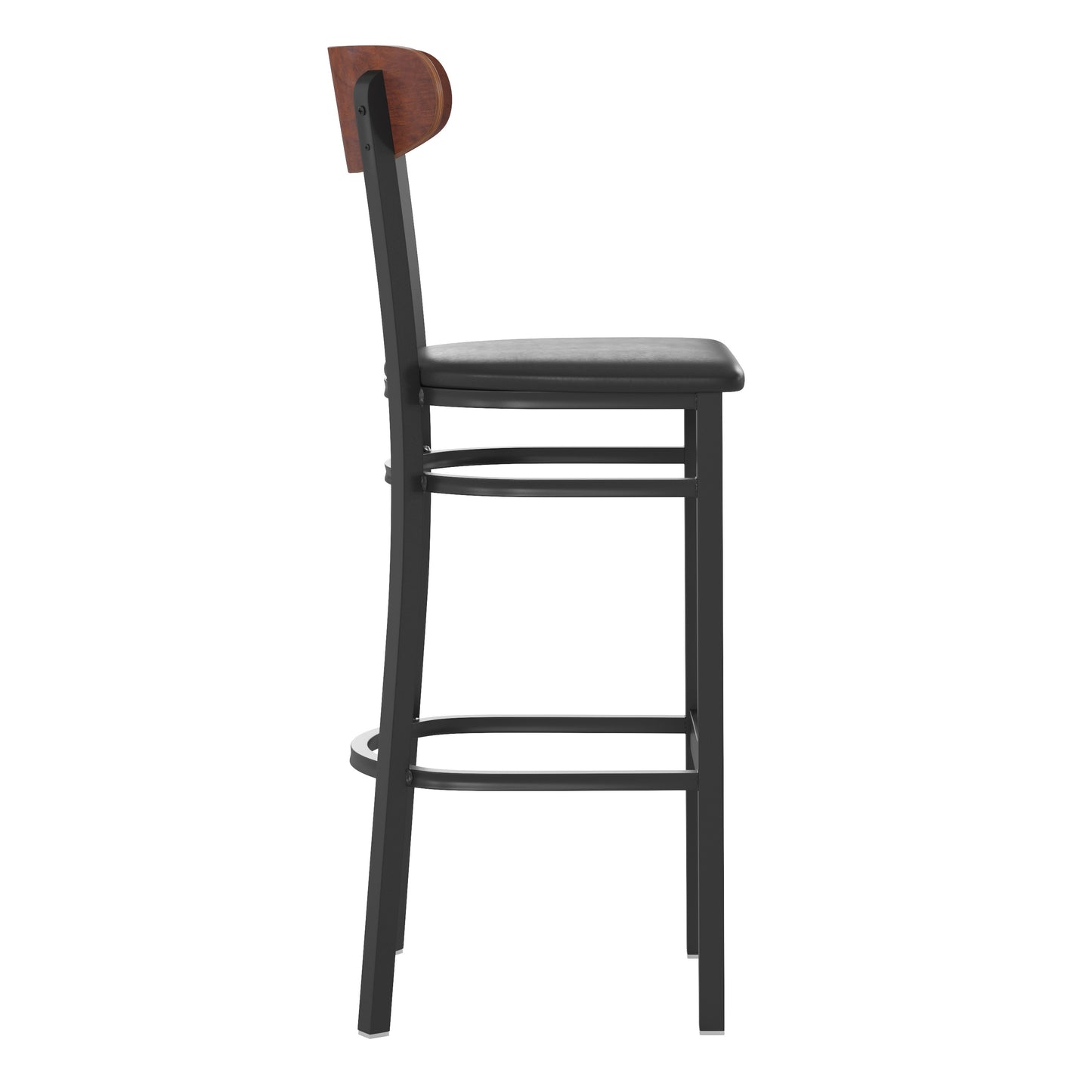 Black Vinyl/Wood Back Barstool XU-DG6V6BV-WAL-GG