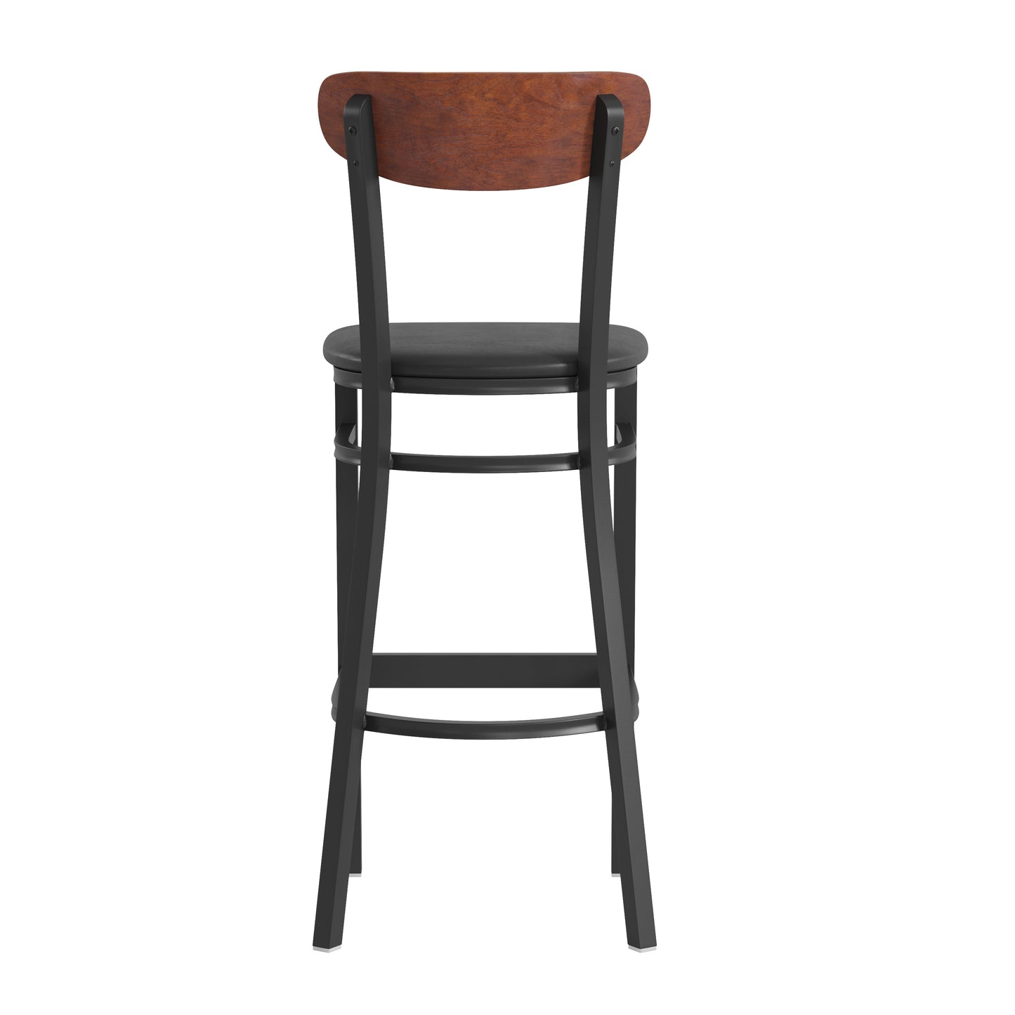 Black Vinyl/Wood Back Barstool XU-DG6V6BV-WAL-GG