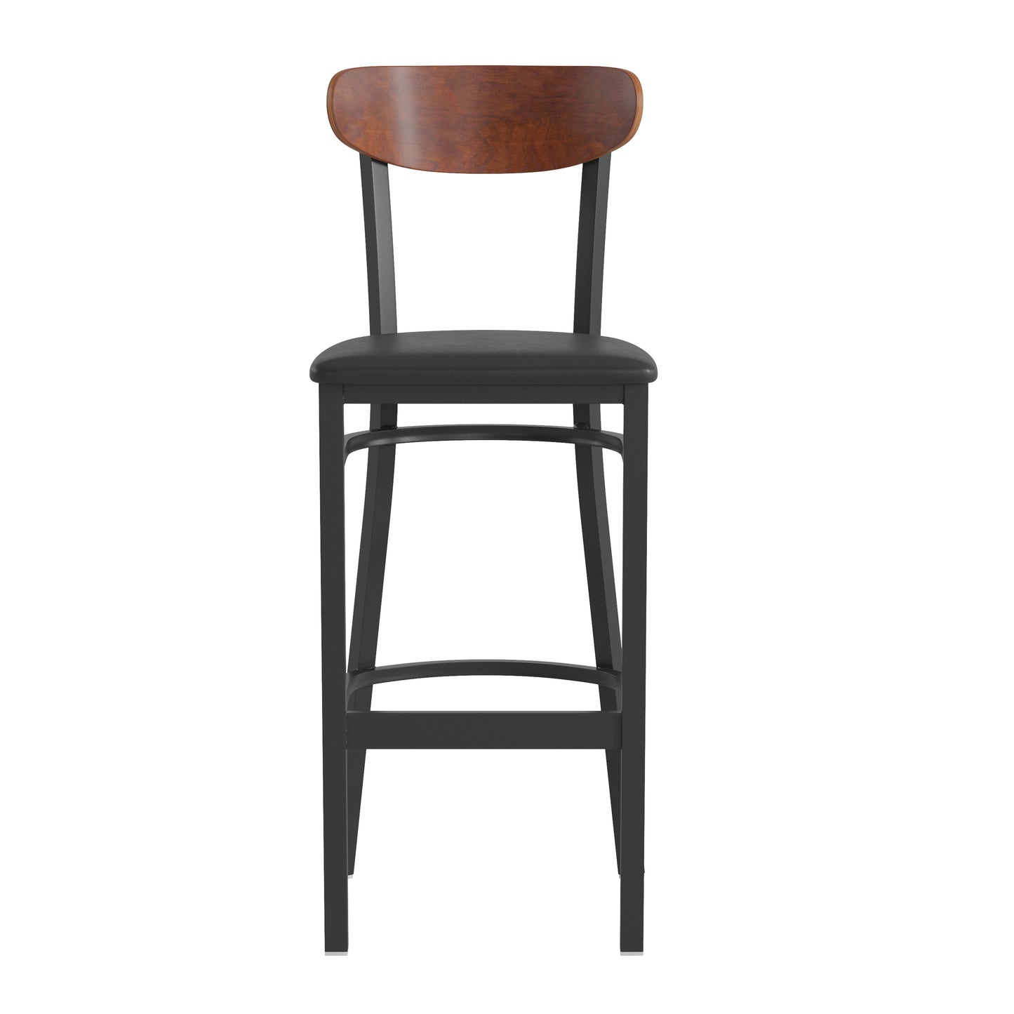 Black Vinyl/Wood Back Barstool XU-DG6V6BV-WAL-GG