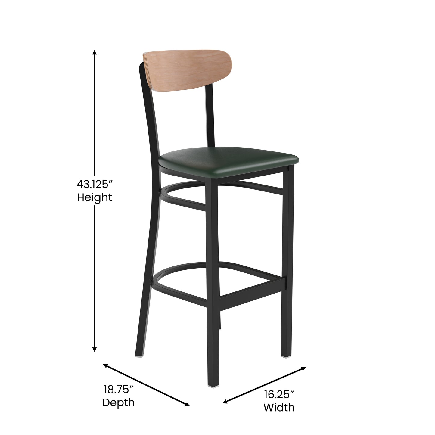 Green Vinyl/Wood Back Barstool XU-DG6V6GNV-NAT-GG