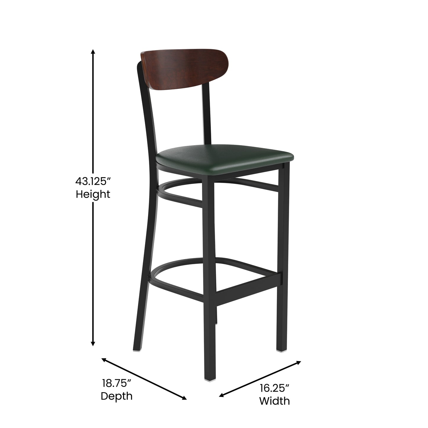 Green Vinyl/Wood Back Barstool XU-DG6V6GNV-WAL-GG