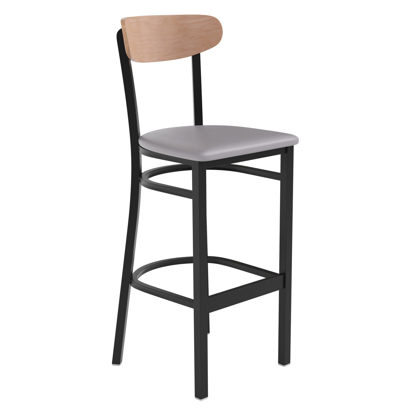 Gray Vinyl/Wood Back Barstool XU-DG6V6GYV-NAT-GG