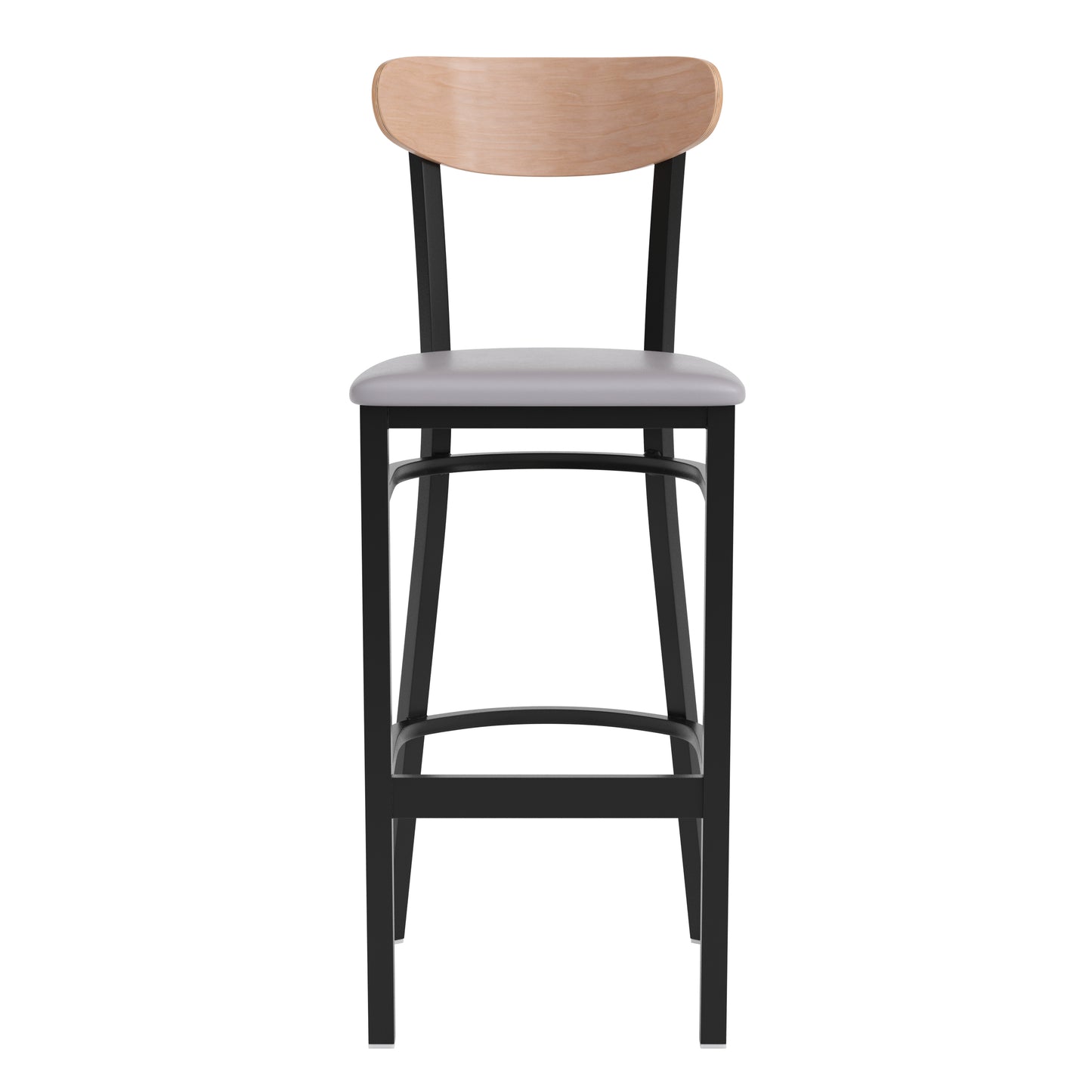 Gray Vinyl/Wood Back Barstool XU-DG6V6GYV-NAT-GG