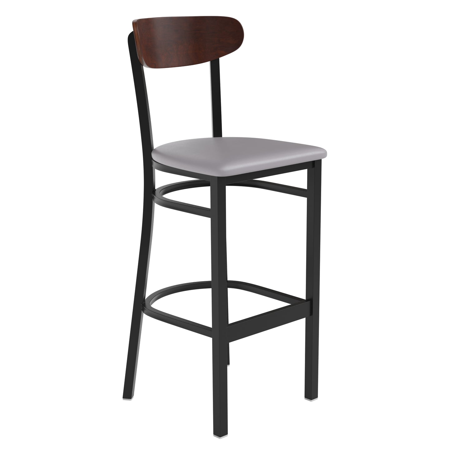 Gray Vinyl/Wood Back Barstool XU-DG6V6GYV-WAL-GG