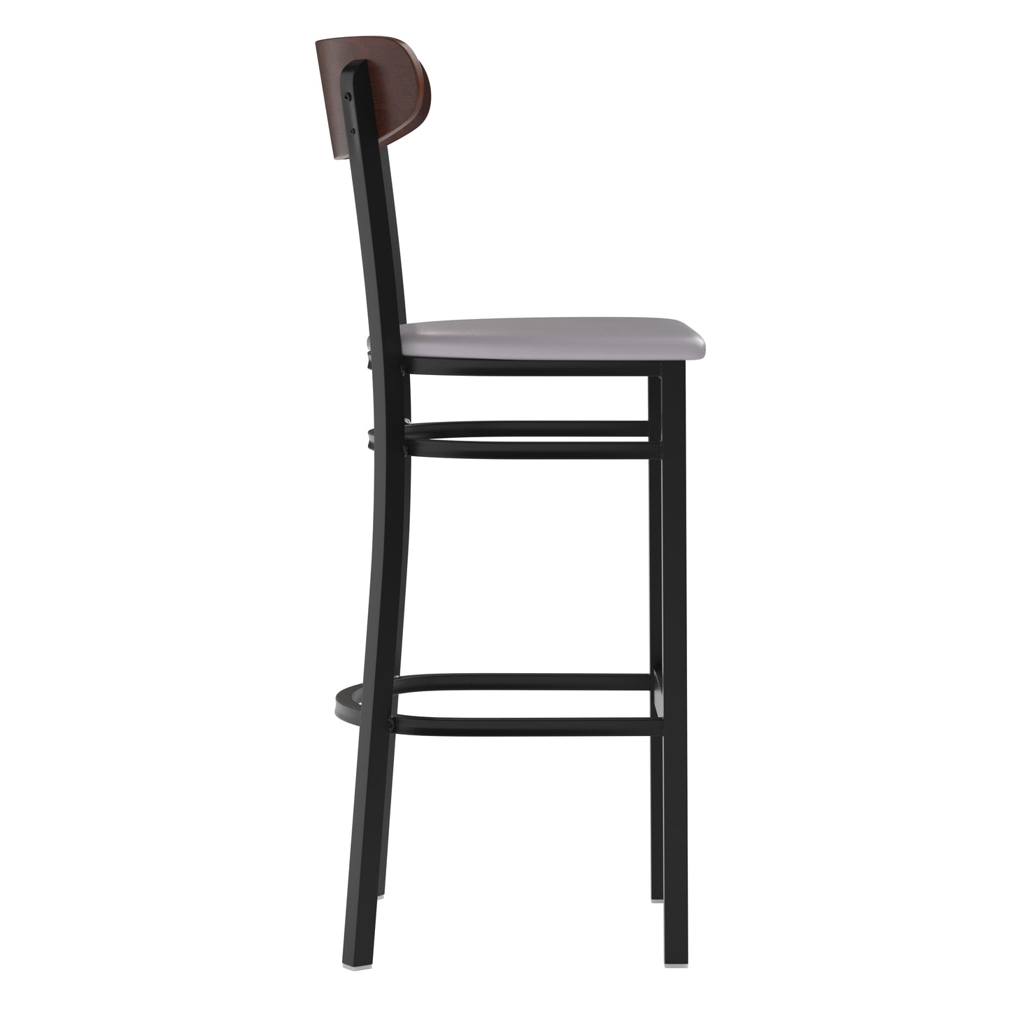 Gray Vinyl/Wood Back Barstool XU-DG6V6GYV-WAL-GG