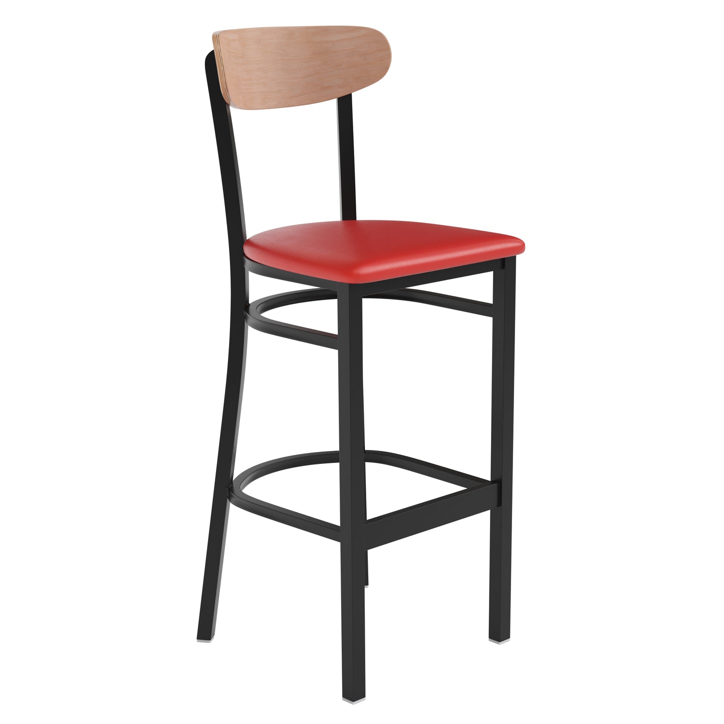 Red Vinyl/Wood Back Barstool XU-DG6V6RDV-NAT-GG