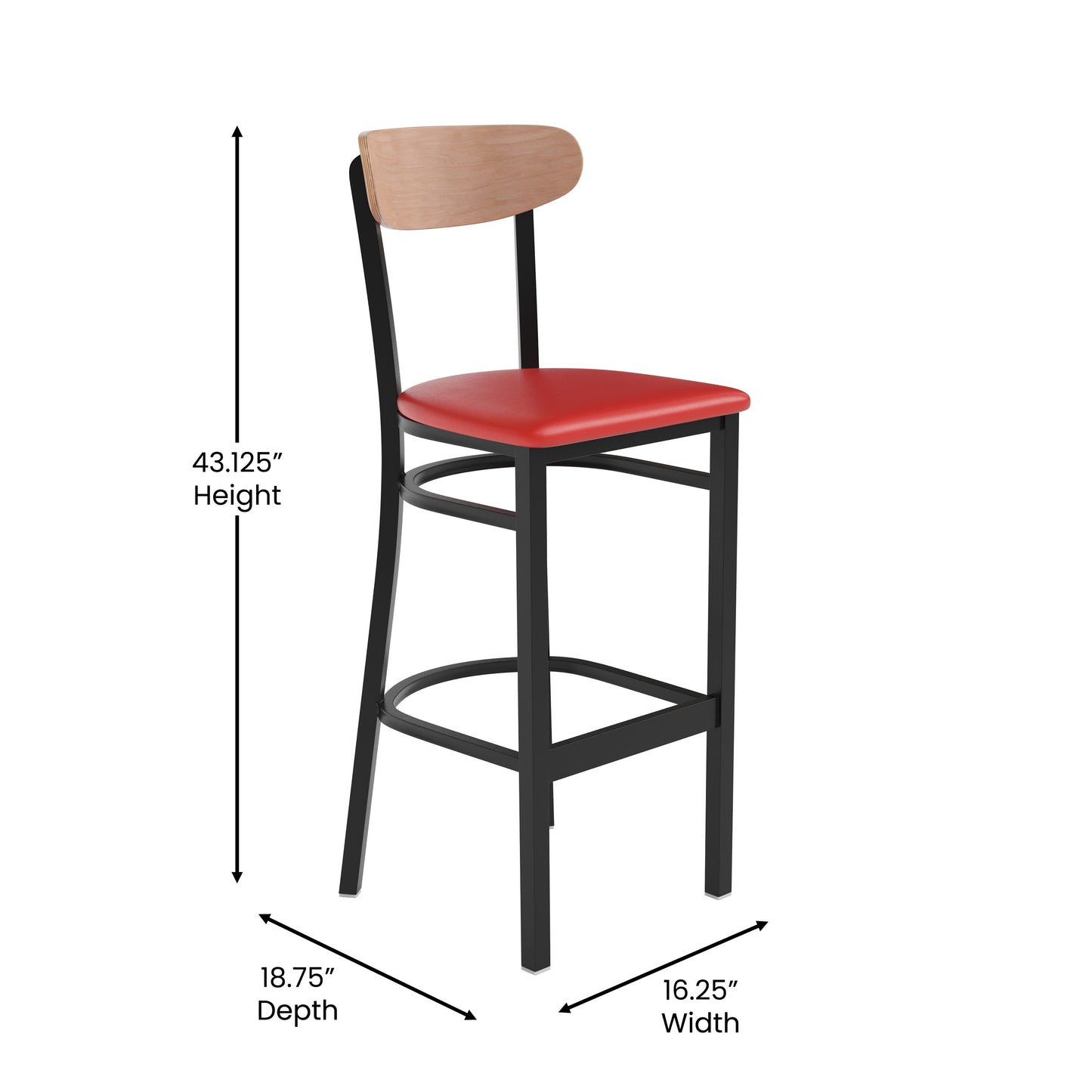 Red Vinyl/Wood Back Barstool XU-DG6V6RDV-NAT-GG