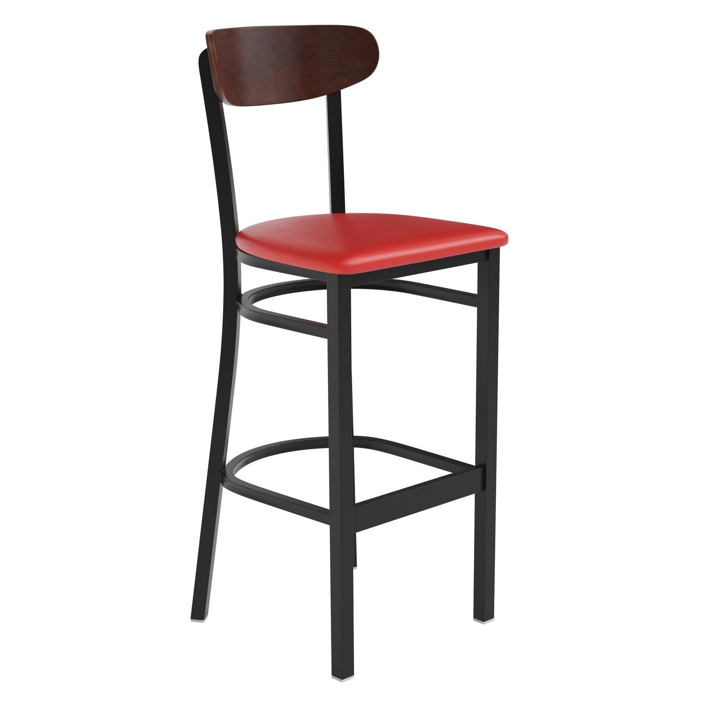 Red Vinyl/Wood Back Barstool XU-DG6V6RDV-WAL-GG