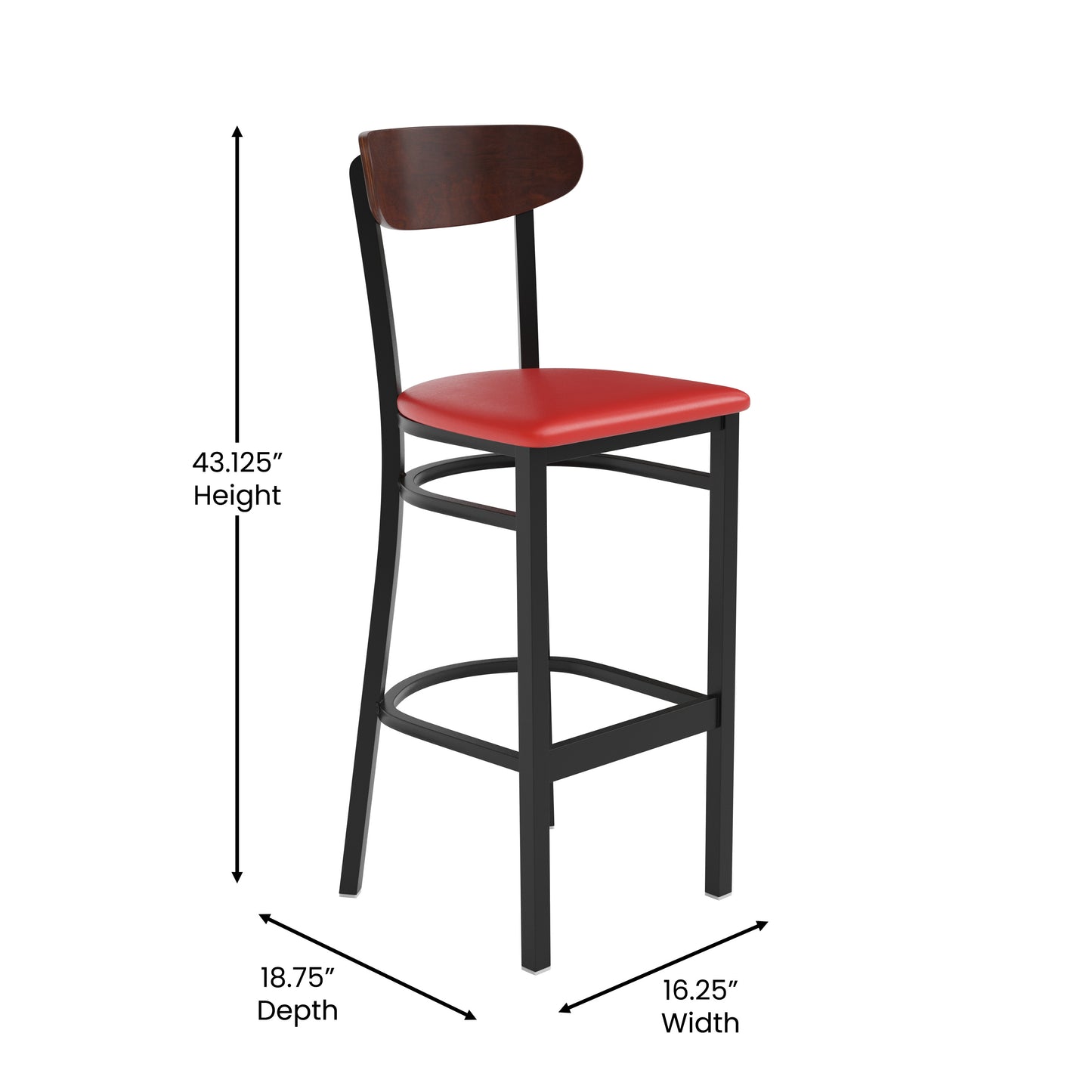 Red Vinyl/Wood Back Barstool XU-DG6V6RDV-WAL-GG