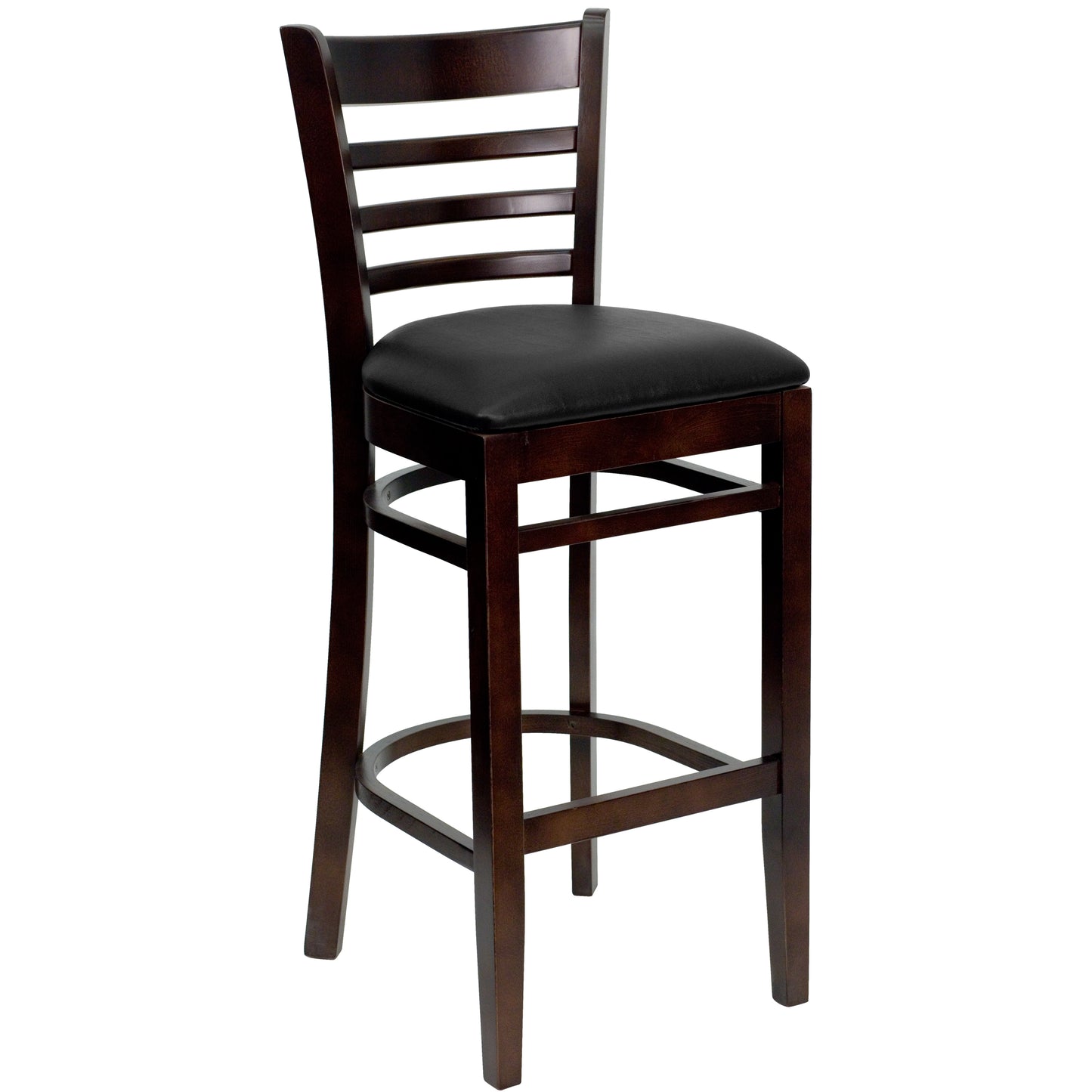 Walnut Wood Stool-Blk Vinyl XU-DGW0005BARLAD-WAL-BLKV-GG