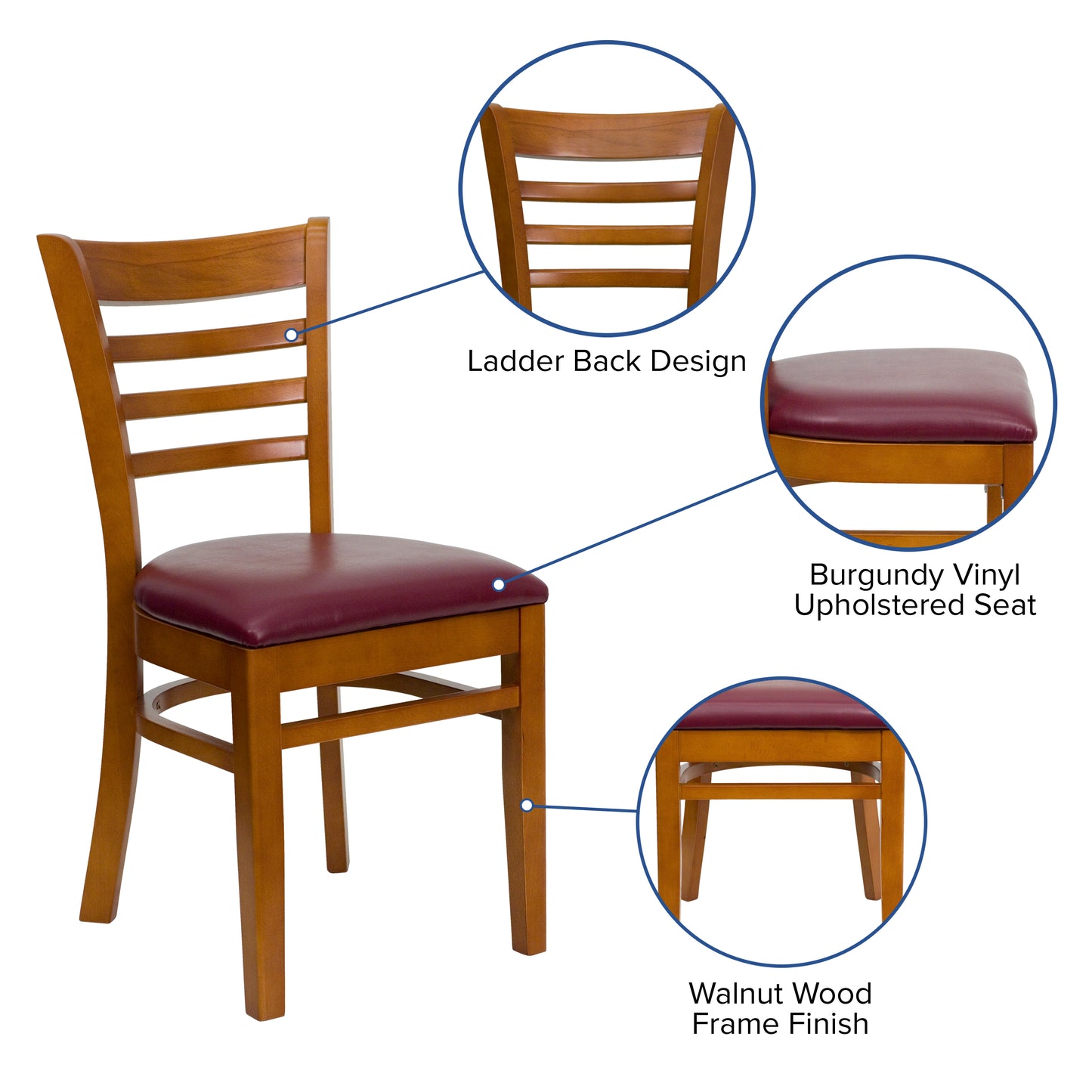 Cherry Wood Chair-Burg Vinyl XU-DGW0005LAD-CHY-BURV-GG