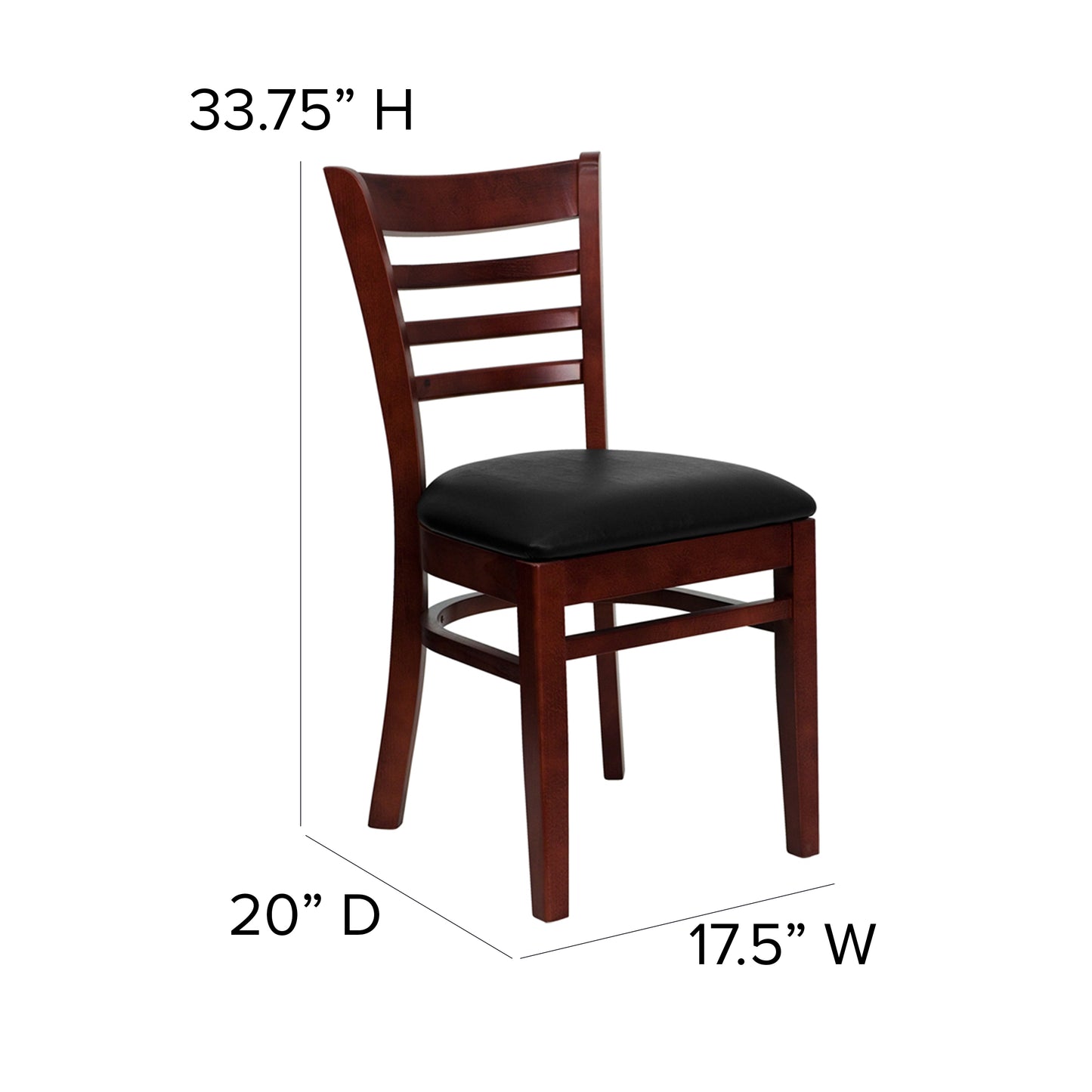 Mahogany Wood Chair-Blk Vinyl XU-DGW0005LAD-MAH-BLKV-GG