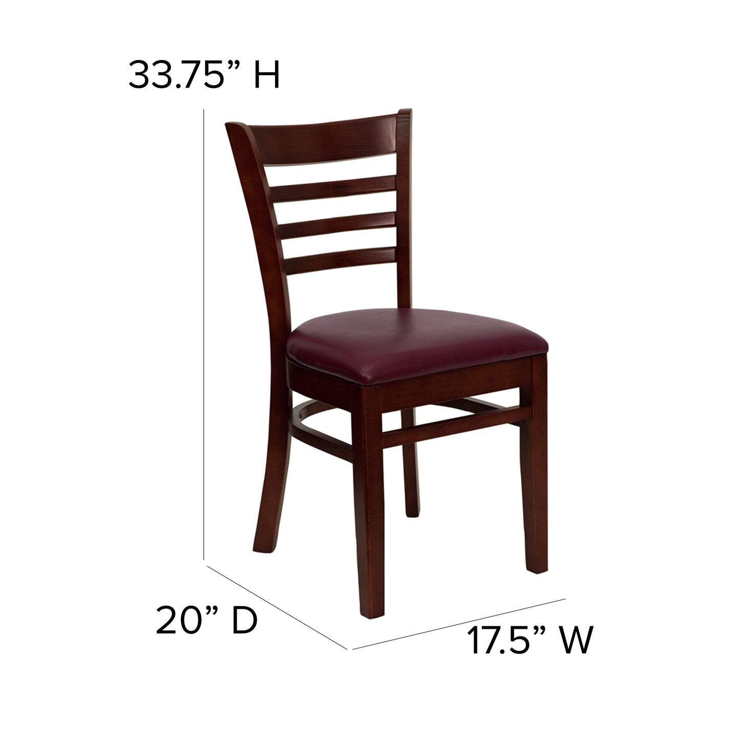 Mahogany Wood Chair-Burg Vinyl XU-DGW0005LAD-MAH-BURV-GG