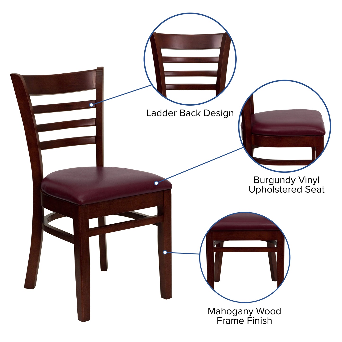 Mahogany Wood Chair-Burg Vinyl XU-DGW0005LAD-MAH-BURV-GG