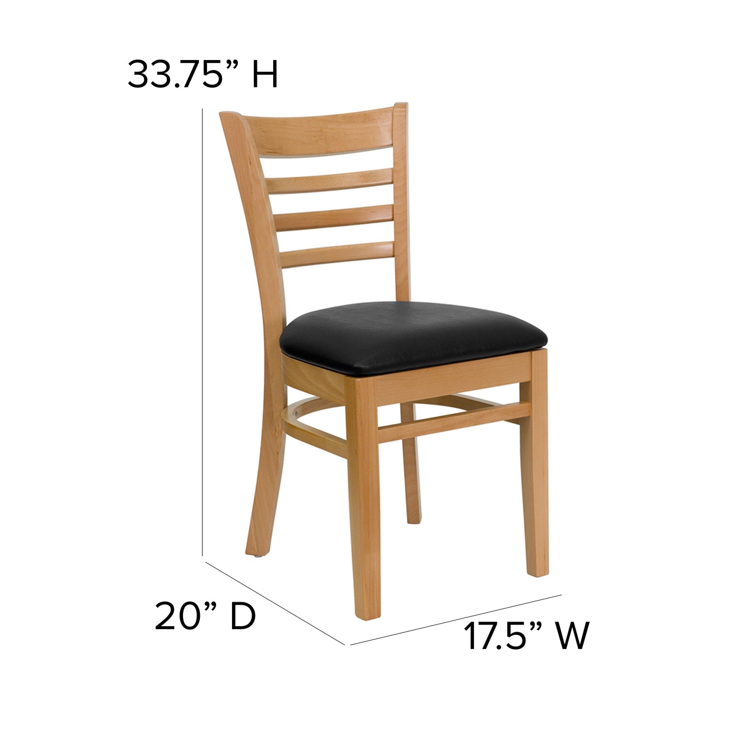 Natural Wood Chair-Blk Vinyl XU-DGW0005LAD-NAT-BLKV-GG