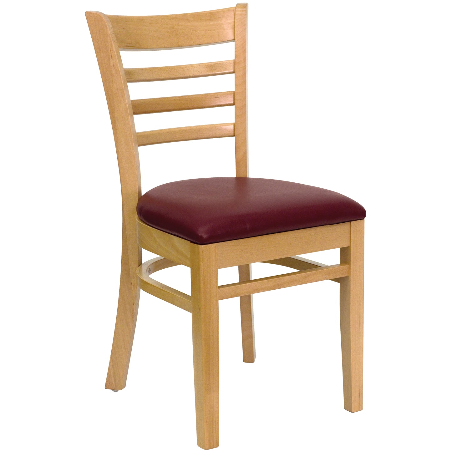 Natural Wood Chair-Burg Vinyl XU-DGW0005LAD-NAT-BURV-GG