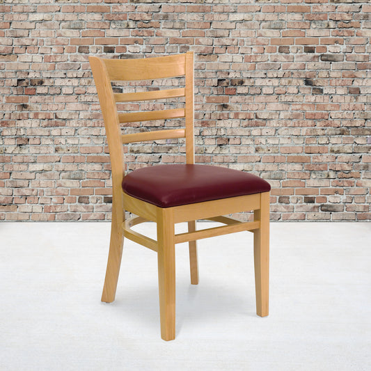 Natural Wood Chair-Burg Vinyl XU-DGW0005LAD-NAT-BURV-GG