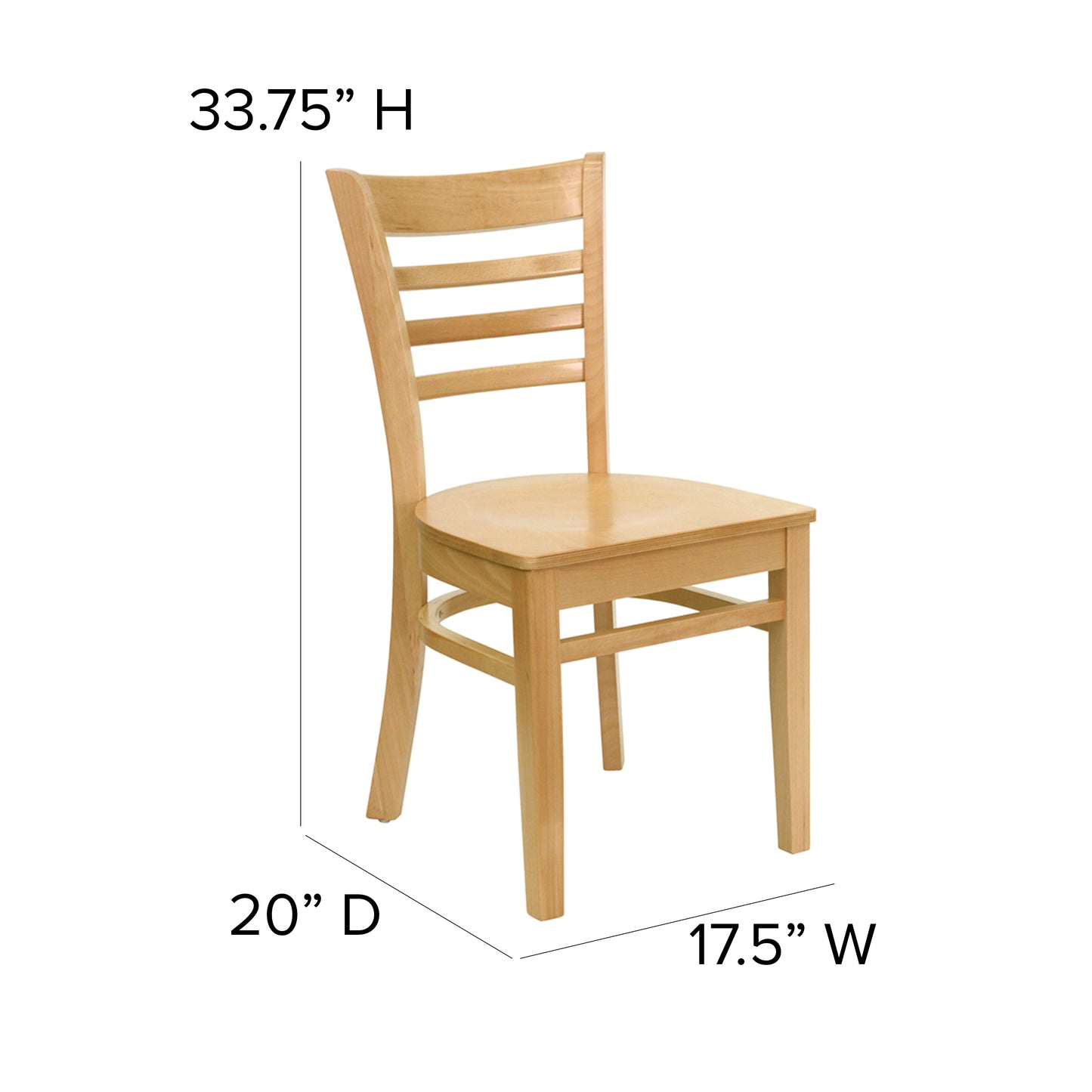 Natural Wood Dining Chair XU-DGW0005LAD-NAT-GG