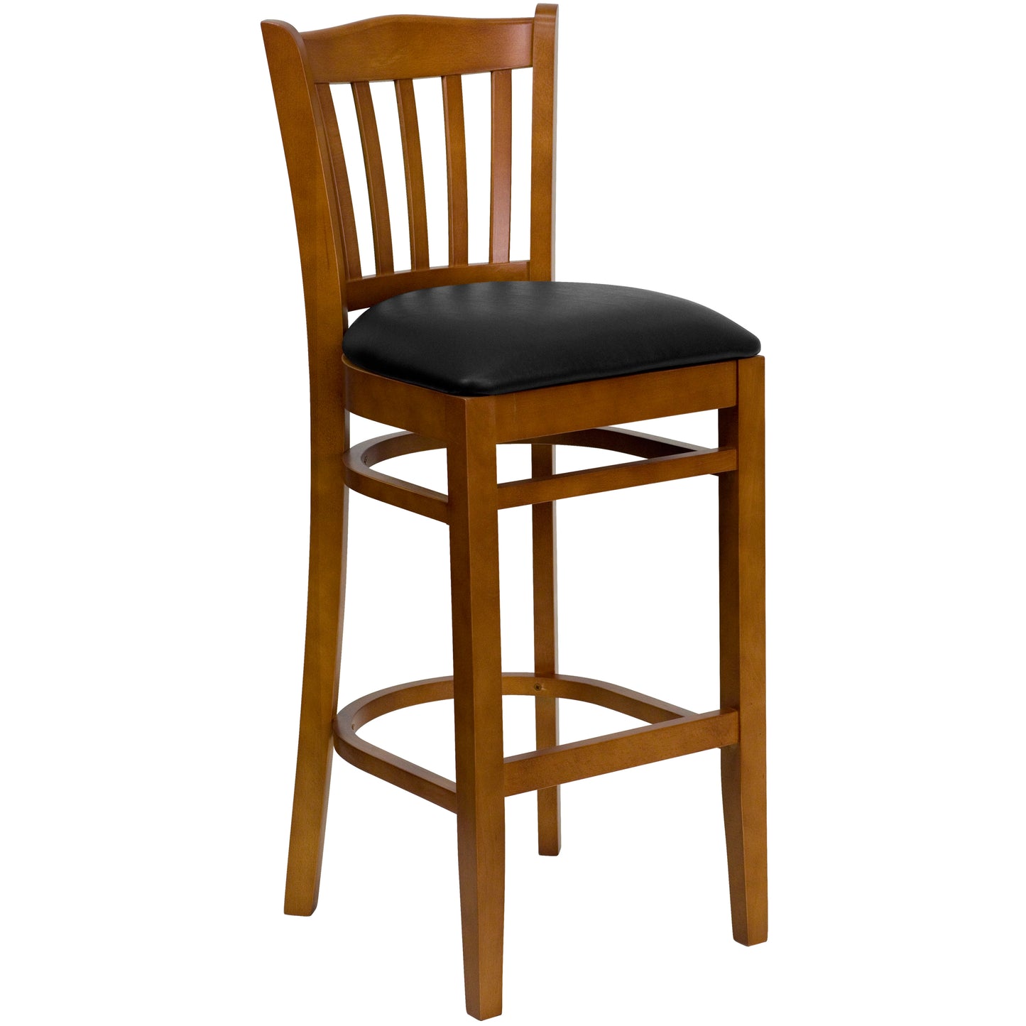 Cherry Wood Stool-Blk Vinyl XU-DGW0008BARVRT-CHY-BLKV-GG