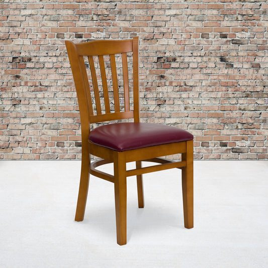 Cherry Wood Chair-Burg Vinyl XU-DGW0008VRT-CHY-BURV-GG