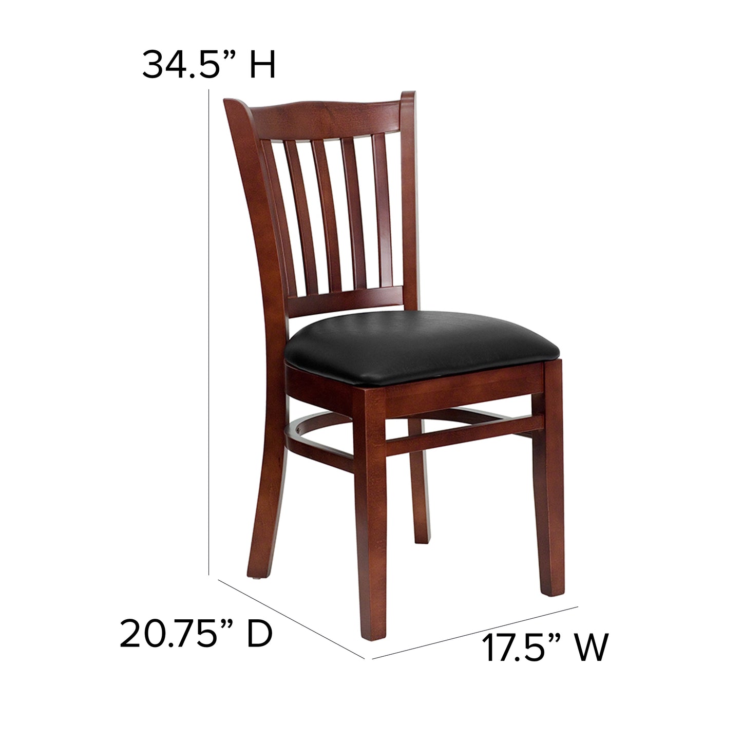 Mahogany Wood Chair-Blk Vinyl XU-DGW0008VRT-MAH-BLKV-GG