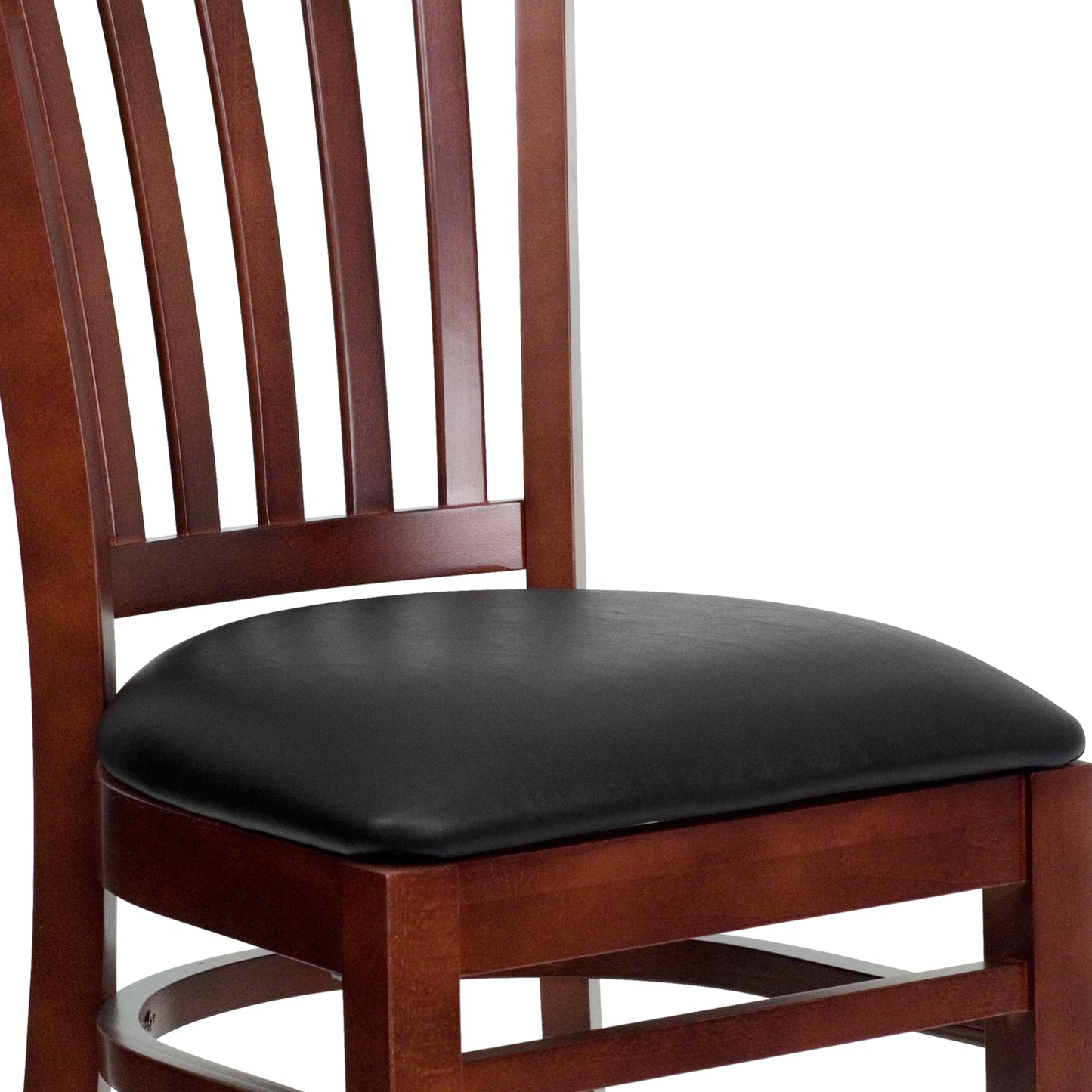 Mahogany Wood Chair-Blk Vinyl XU-DGW0008VRT-MAH-BLKV-GG