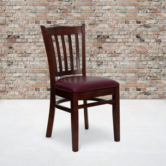 Mahogany Wood Chair-Burg Vinyl XU-DGW0008VRT-MAH-BURV-GG