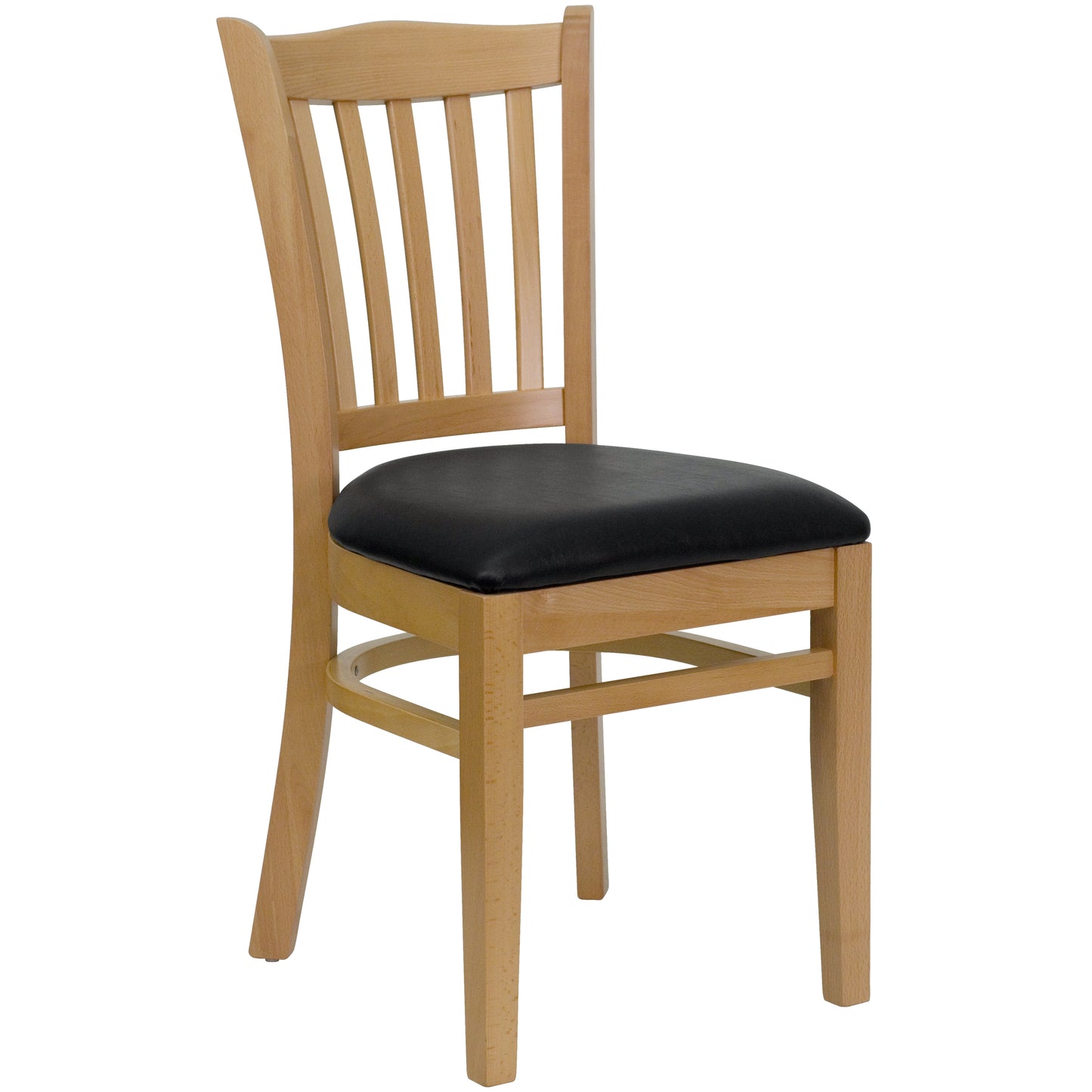 Natural Wood Chair-Blk Vinyl XU-DGW0008VRT-NAT-BLKV-GG