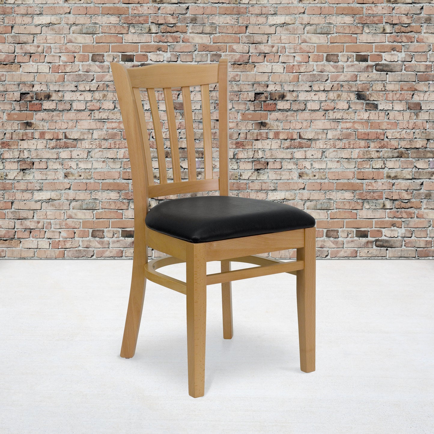 Natural Wood Chair-Blk Vinyl XU-DGW0008VRT-NAT-BLKV-GG