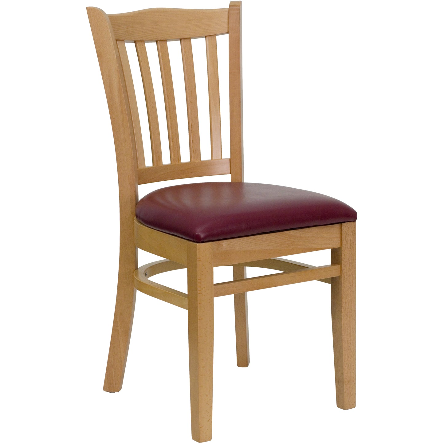 Natural Wood Chair-Burg Vinyl XU-DGW0008VRT-NAT-BURV-GG