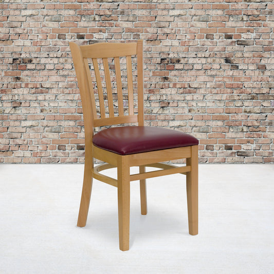 Natural Wood Chair-Burg Vinyl XU-DGW0008VRT-NAT-BURV-GG