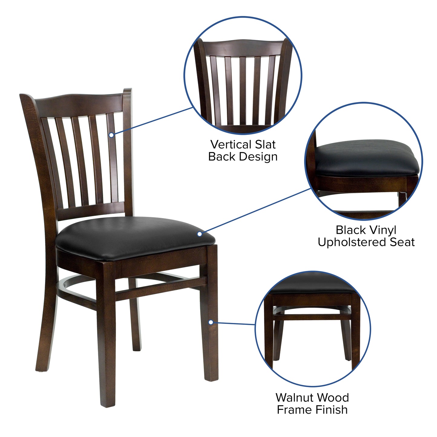 Walnut Wood Chair-Blk Vinyl XU-DGW0008VRT-WAL-BLKV-GG