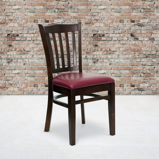 Walnut Wood Chair-Burg Vinyl XU-DGW0008VRT-WAL-BURV-GG