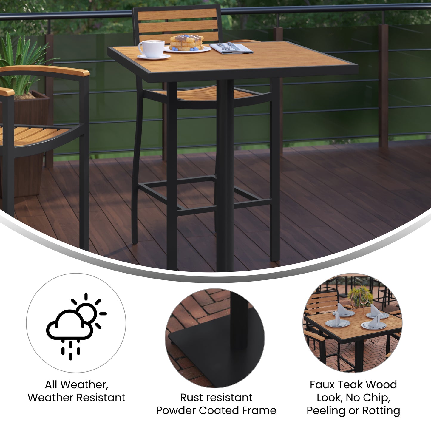 Modern Indoor/Outdoor Patio Dining Table For 4