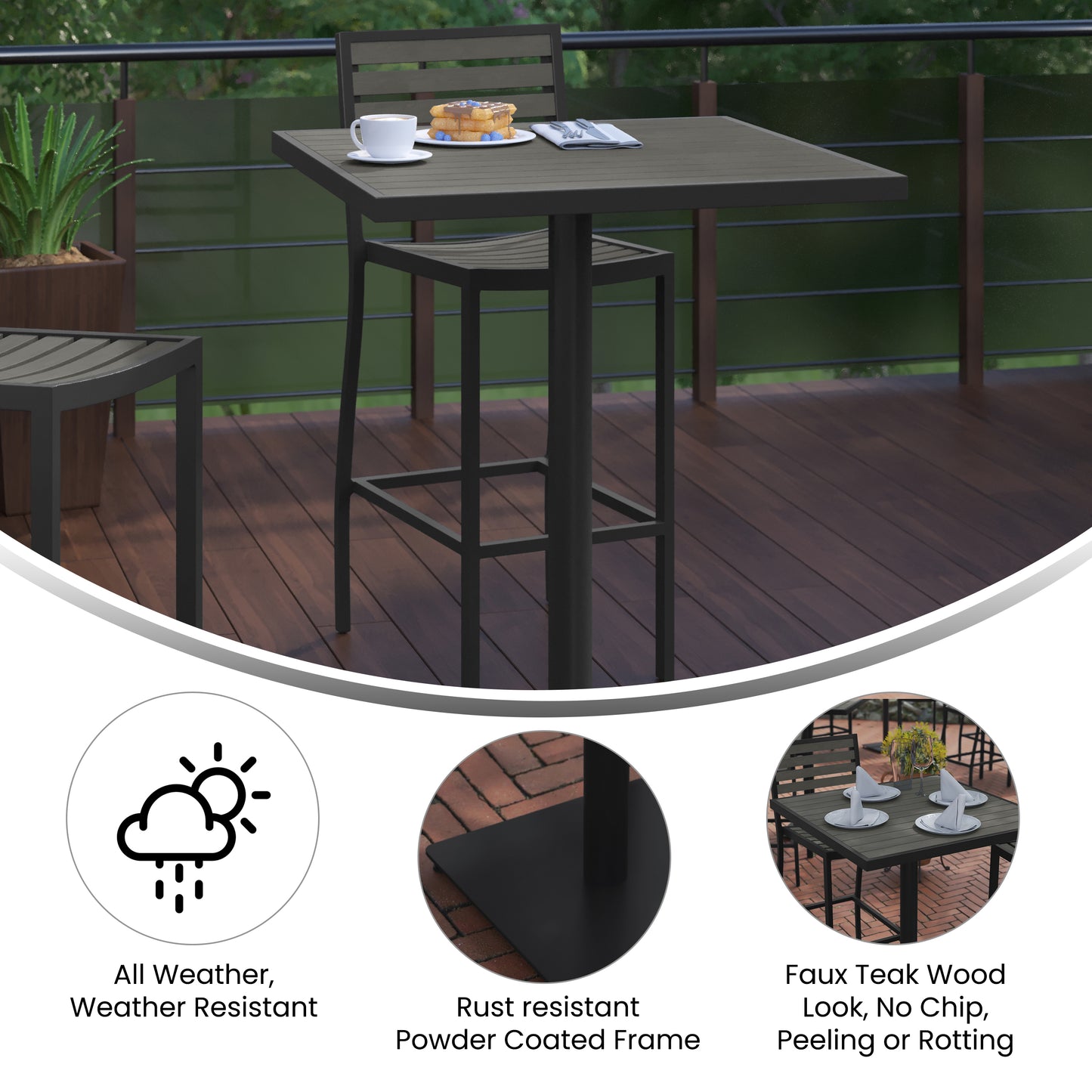 Modern Indoor/Outdoor Patio Dining Table For 4