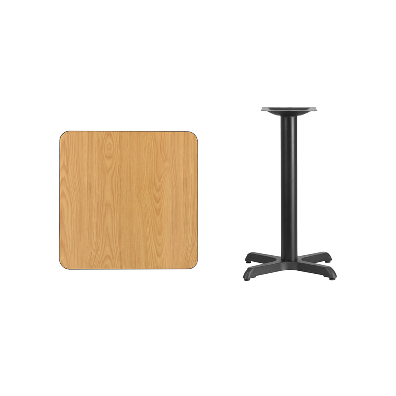 24SQ NA Laminate Table-X-Base XU-NATTB-2424-T2222-GG