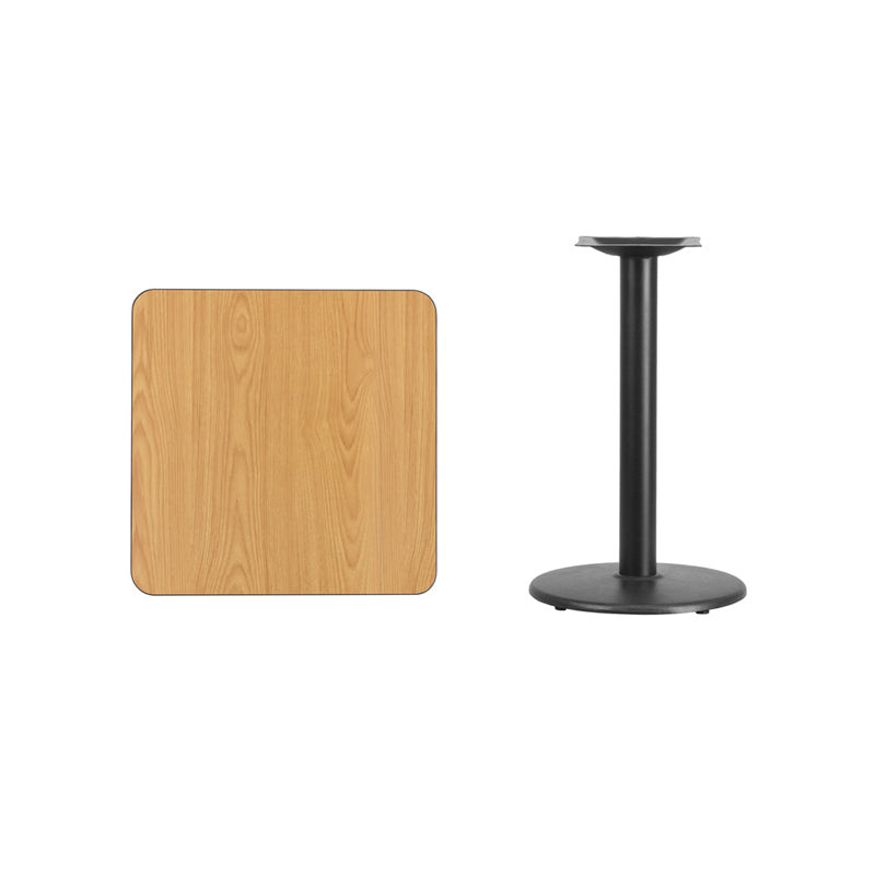 24SQ NA Laminate Table-RD Base XU-NATTB-2424-TR18-GG