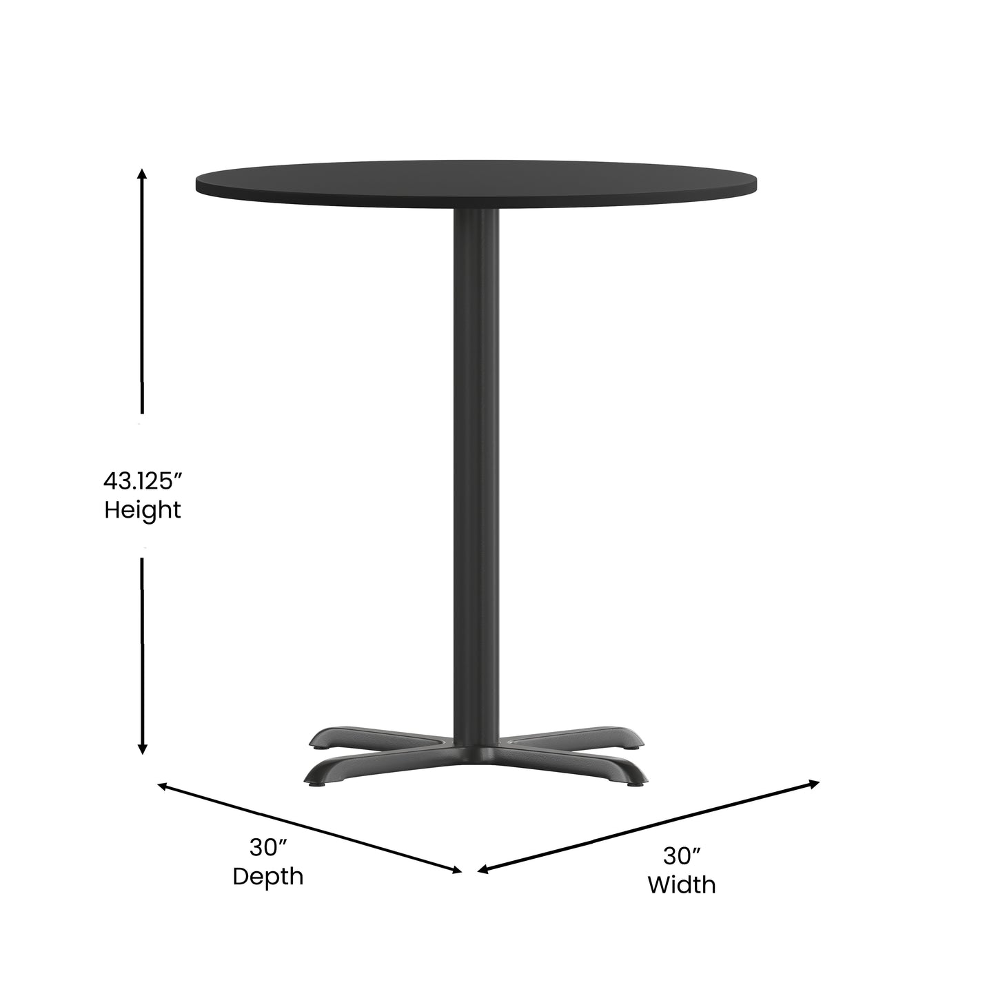 30RD Black Table-22x22 X-Base XU-RD-30-BLKTB-T2222B-GG