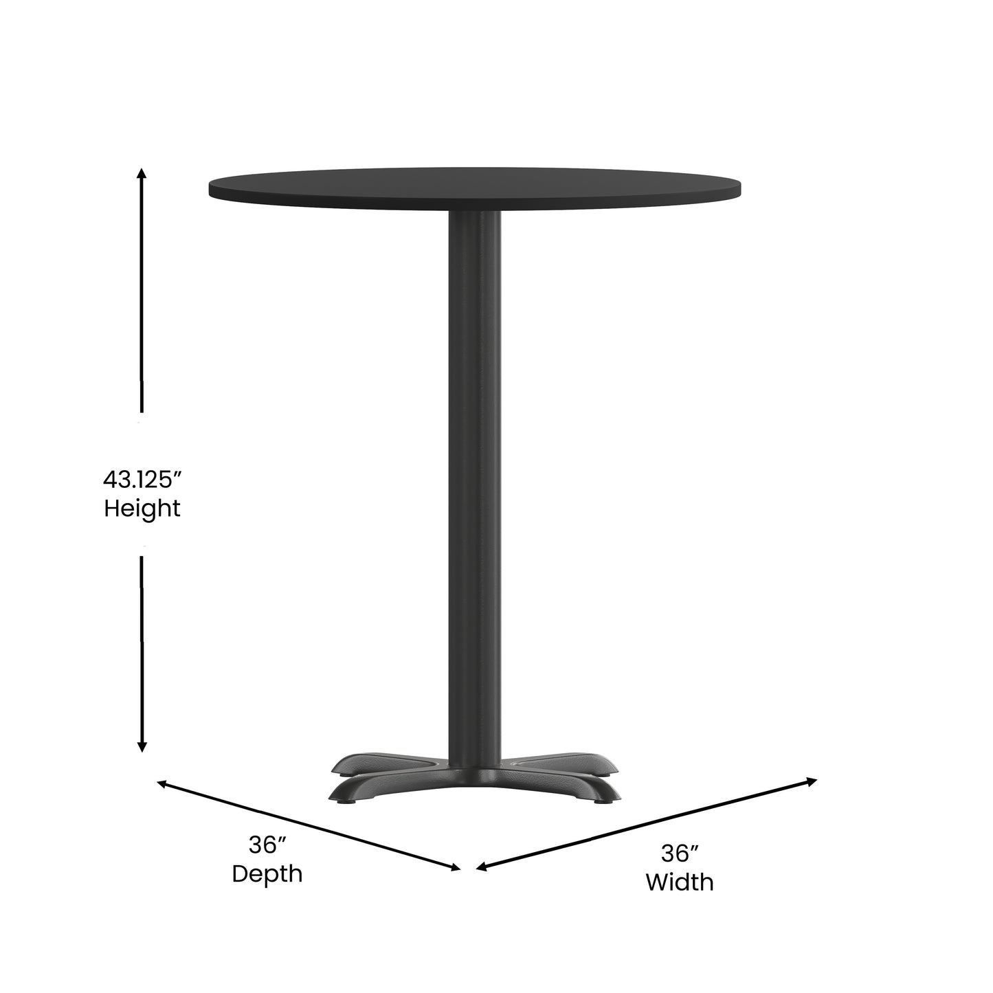 36RD Black Table-30x30 X-Base XU-RD-36-BLKTB-T3030B-GG