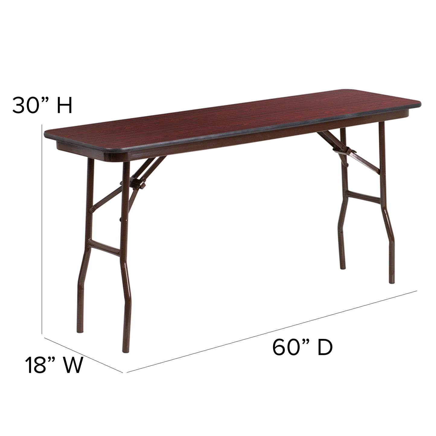 18x60 Mahogany Training Table YT-1860-MEL-WAL-GG