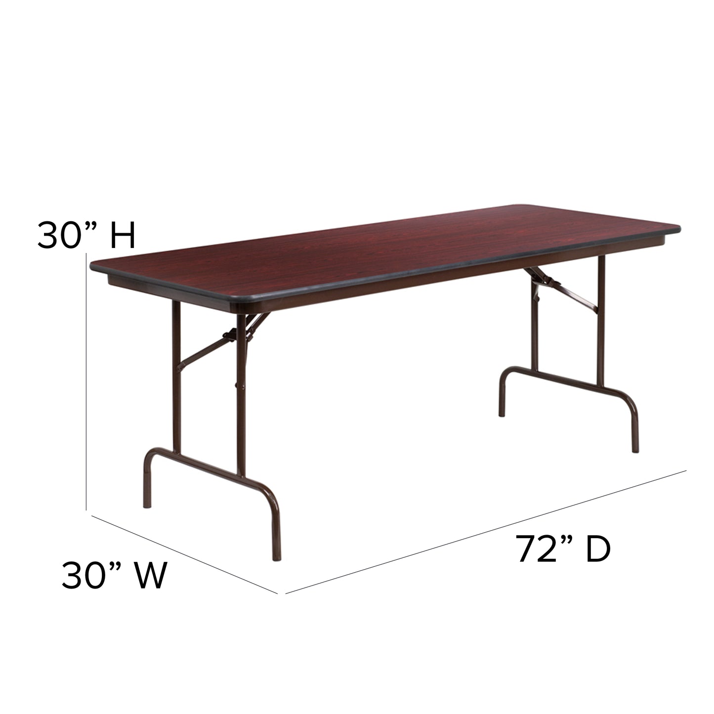 30x72 Mahogany Wood Fold Table YT-3072-HIGH-WAL-GG