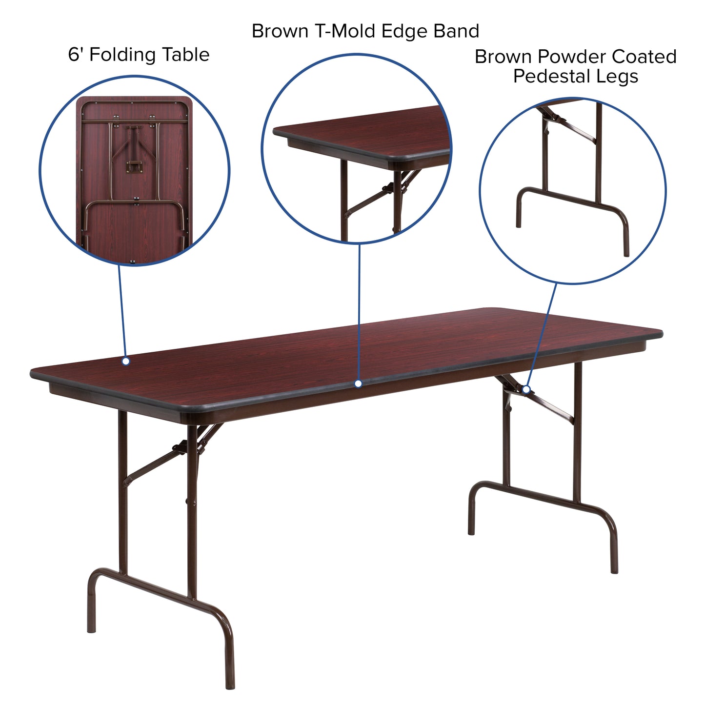 30x72 Mahogany Wood Fold Table YT-3072-HIGH-WAL-GG