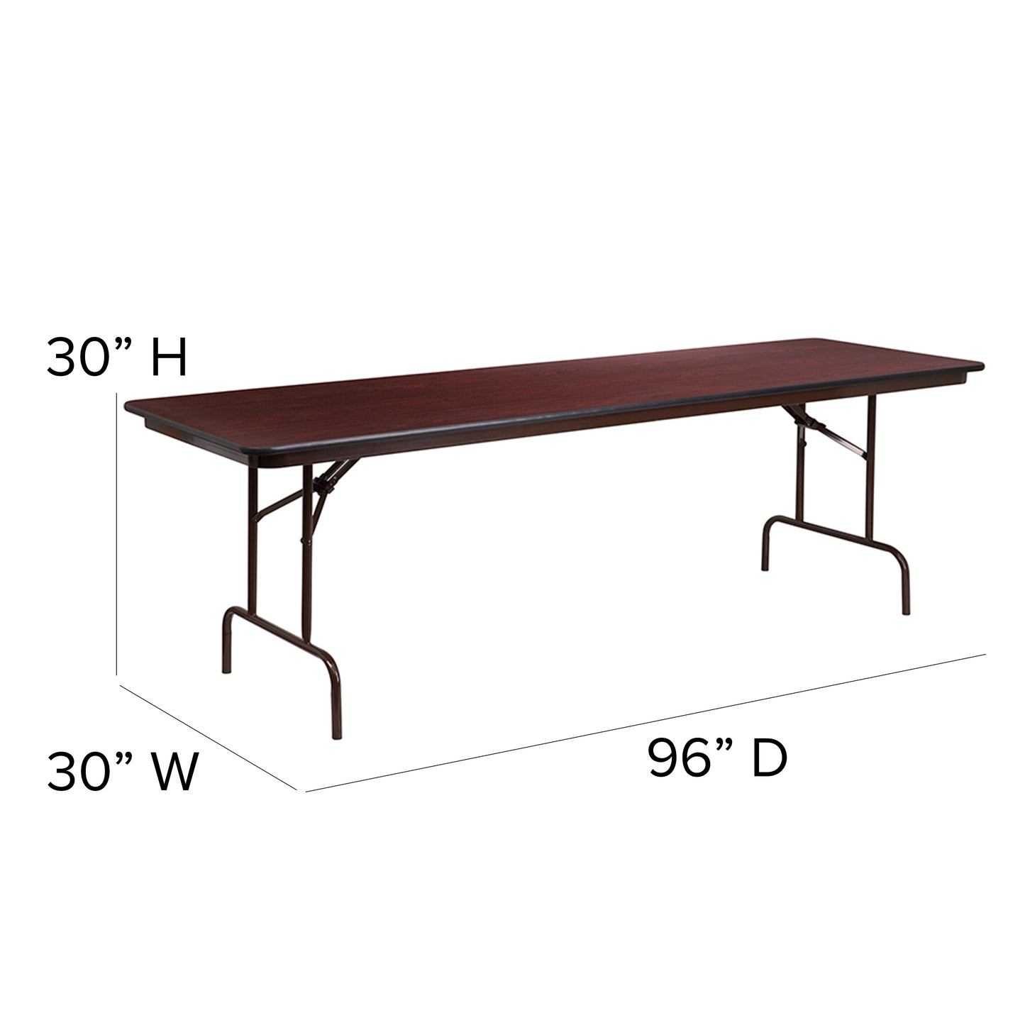 30x96 Mahogany Wood Fold Table YT-3096-MEL-WAL-GG