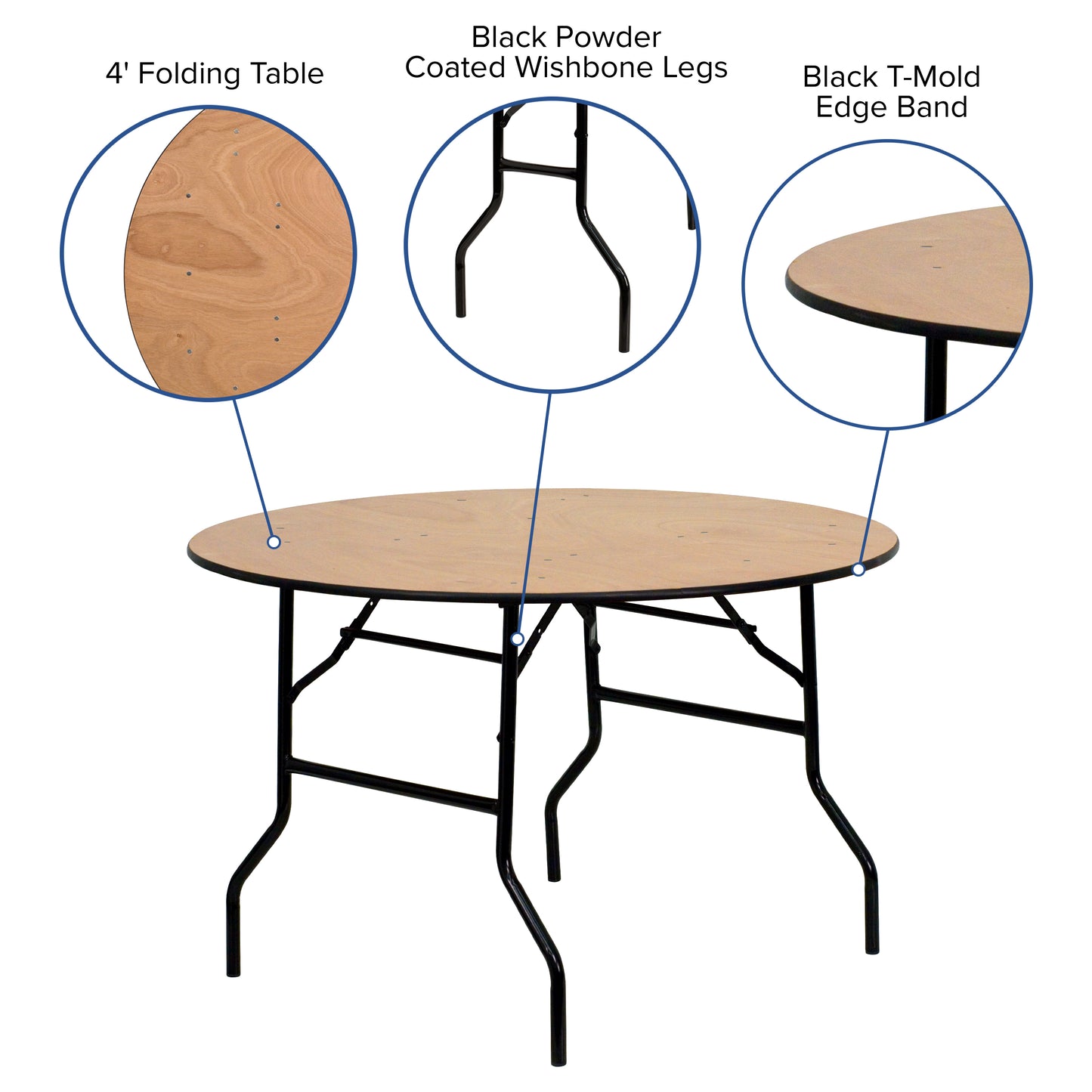 48RND Wood Fold Table YT-WRFT48-TBL-GG