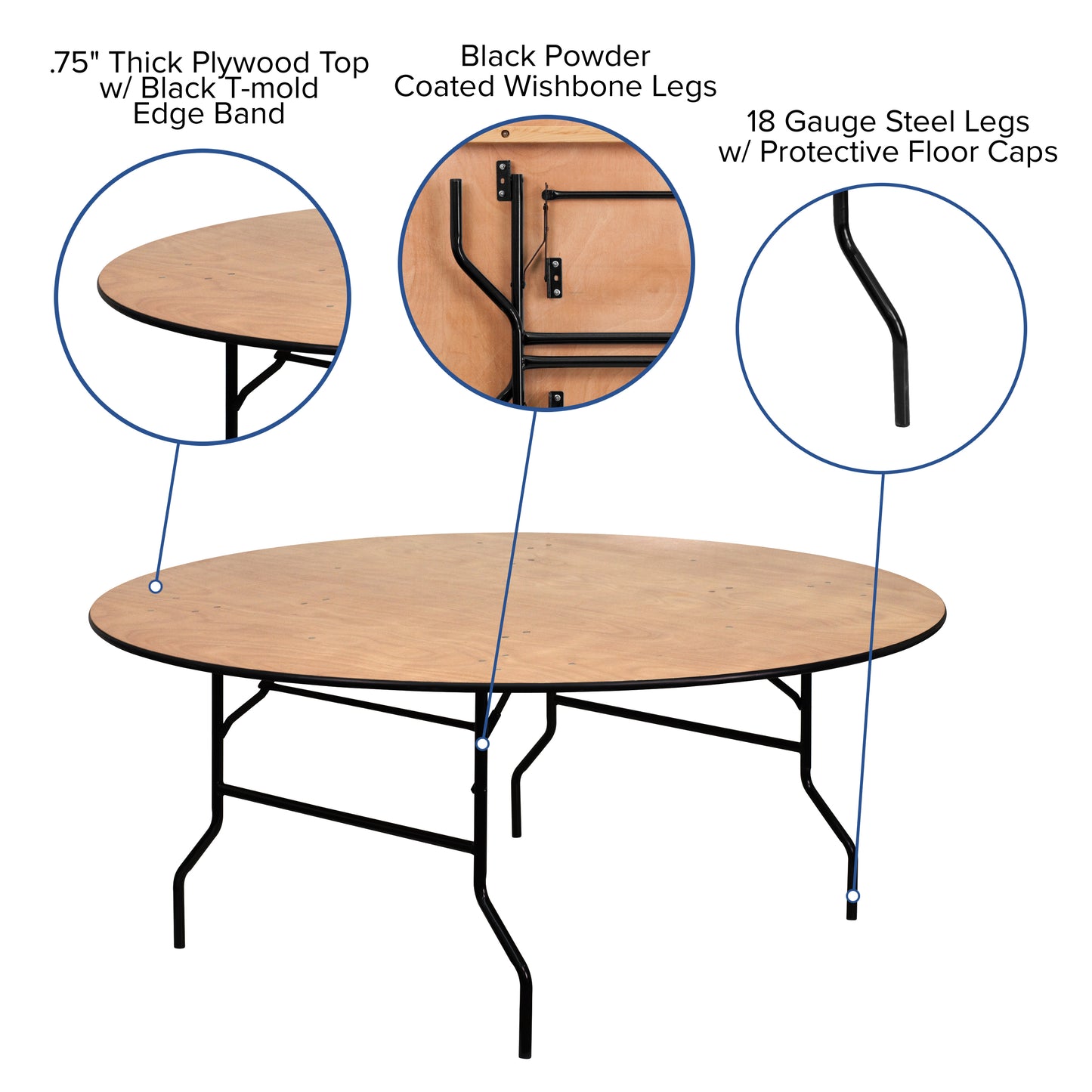 72RND Wood Fold Table YT-WRFT72-TBL-GG