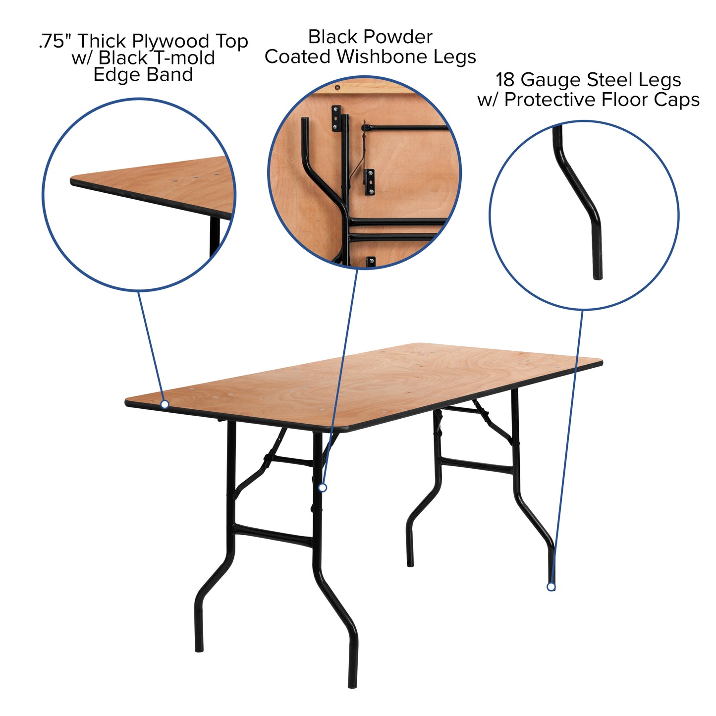 30x60 Wood Fold Table YT-WTFT30X60-TBL-GG