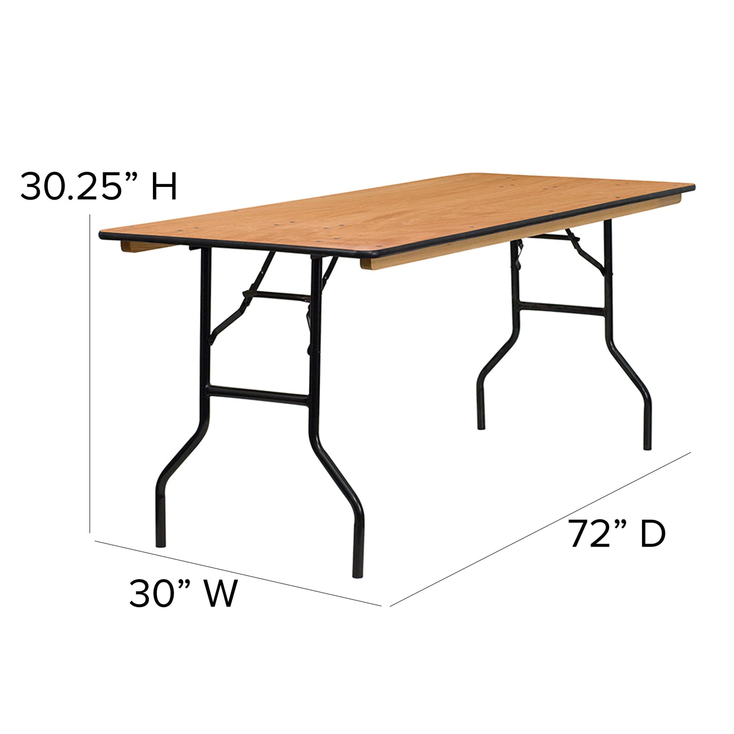 30x72 Wood Fold Table YT-WTFT30X72-TBL-GG