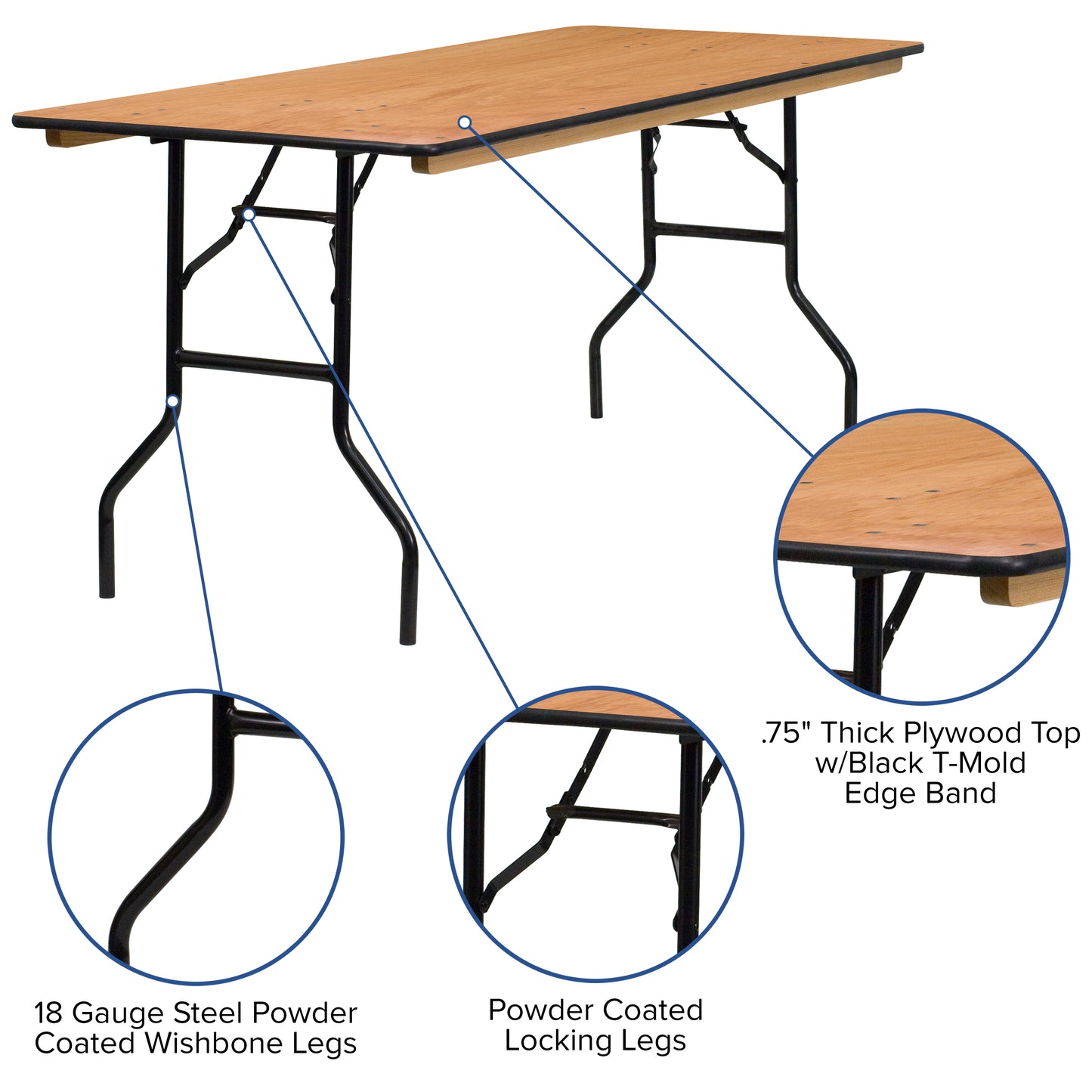 30x72 Wood Fold Table YT-WTFT30X72-TBL-GG