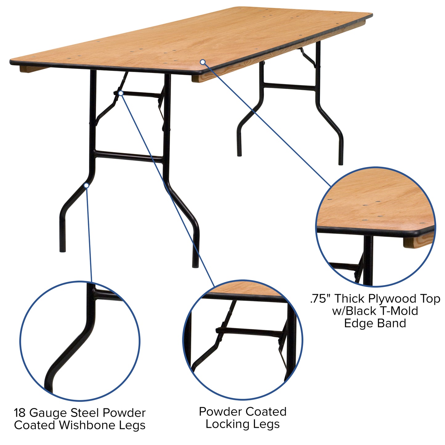 30x96 Wood Fold Table YT-WTFT30X96-TBL-GG