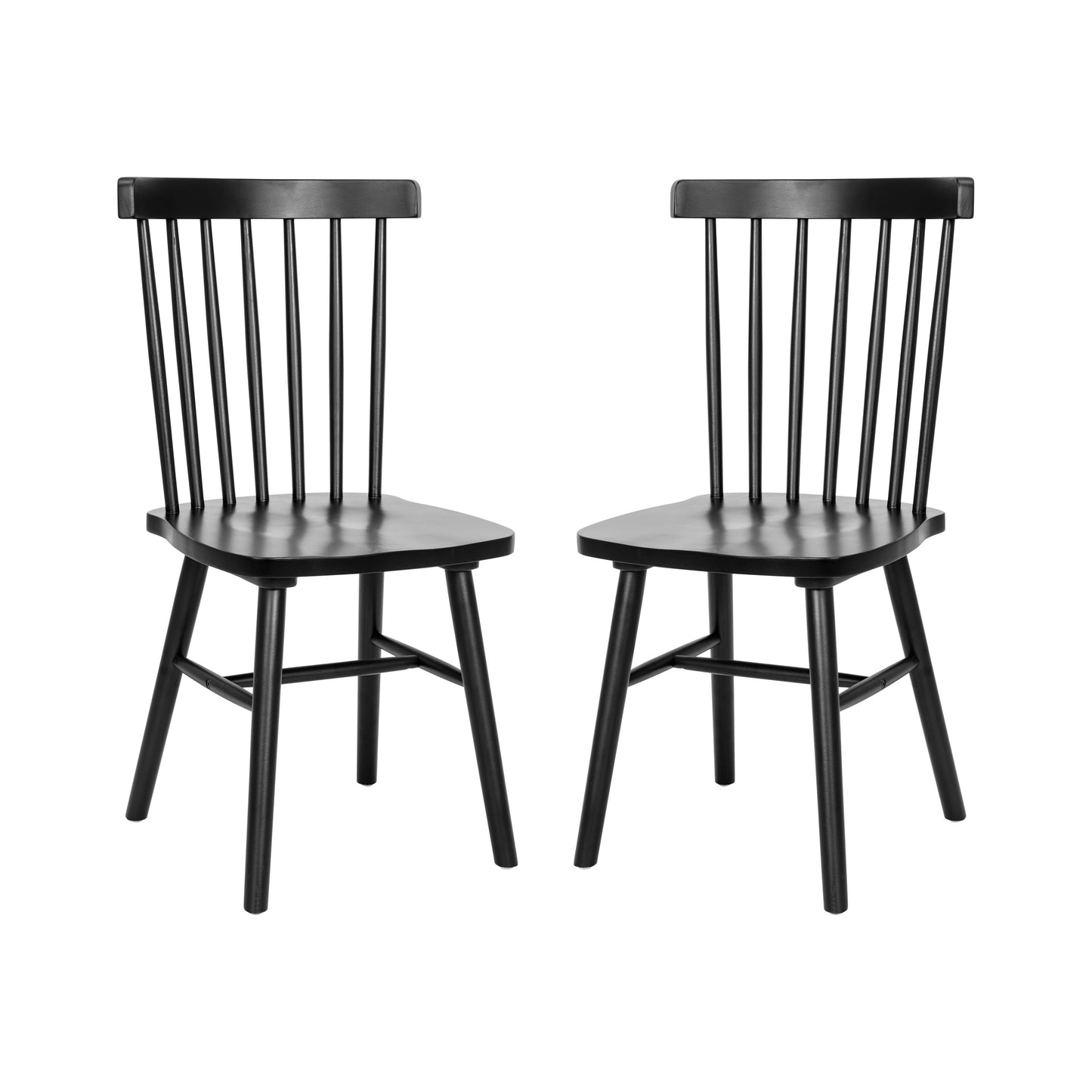 Set of 2 Commercial Grade Solid Wood Spindle Back Dining Chairs